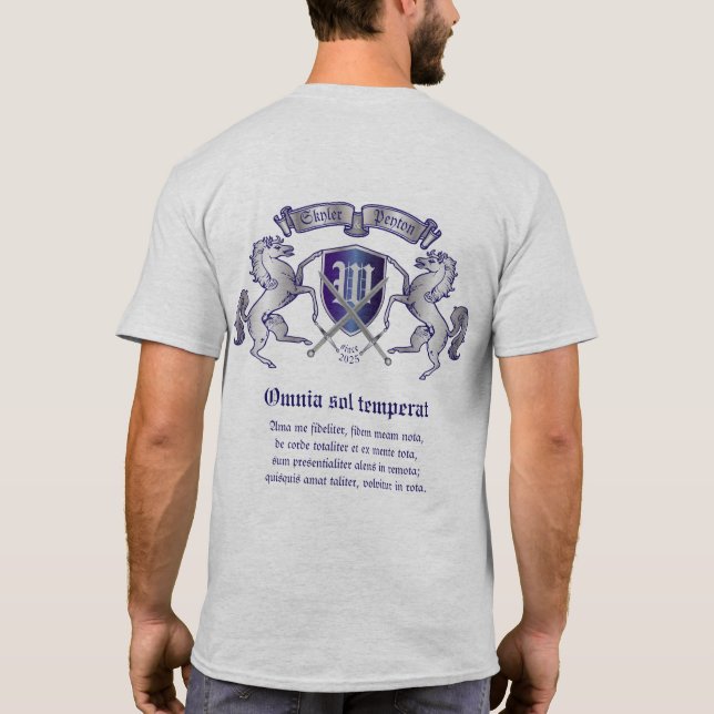 Stellen Sie Ihr eigenes Wappen silbernes T-Shirt (Rückseite)