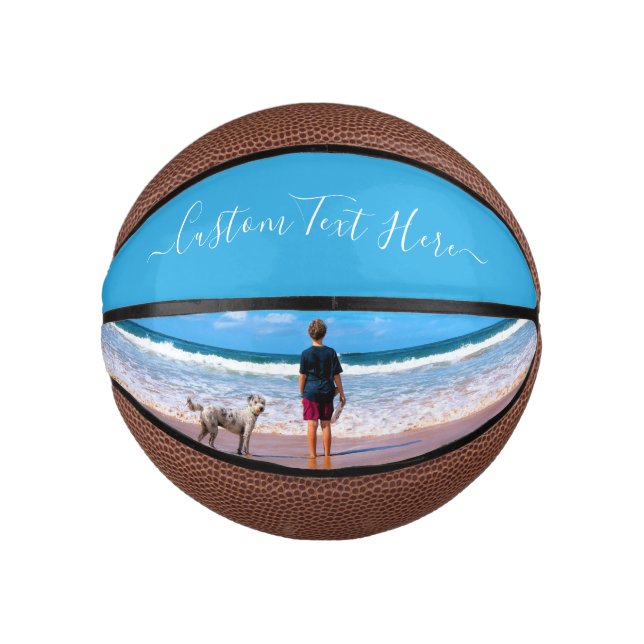 Stellen Sie Ihr Foto-Basketballgeschenk mit Text e Mini Basketball (Vorderseite)