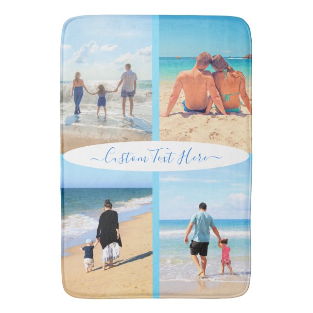 Stellen Sie Ihre Foto Collage Bath Mat mit Textnam Badematte (Vorderseite Vertikal)