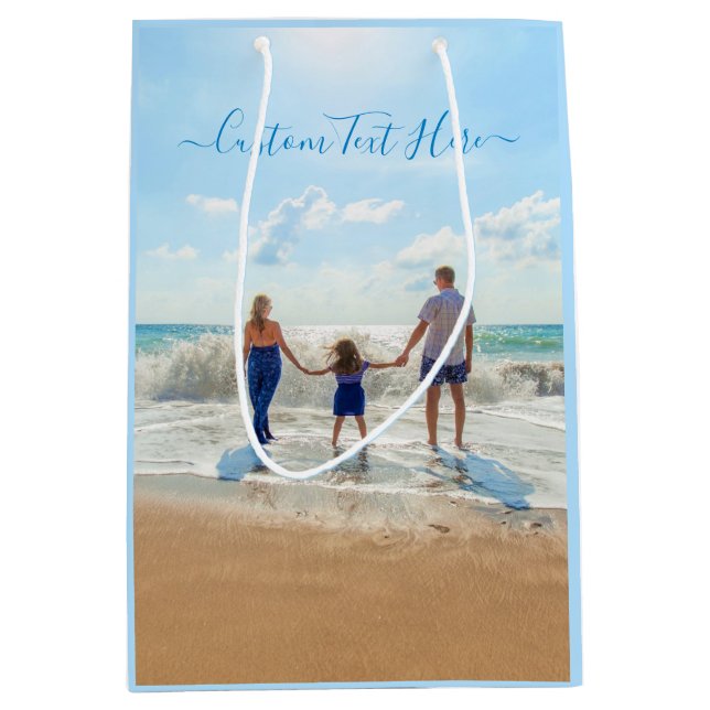 Stellen Sie Ihre Foto-Geschenktasche mit Text ein Mittlere Geschenktüte (Vorderseite)