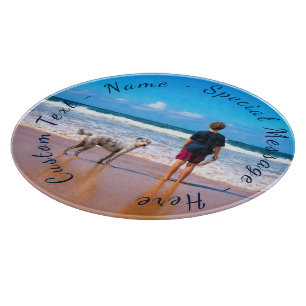 Stellen Sie Ihre Foto-Vorgabe mit Text ein. Schneidebrett