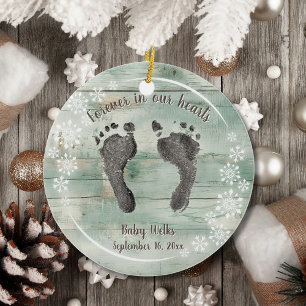 Stellen Sie Ihren Baby's Foot Prints Snow Flakes M Keramik Ornament