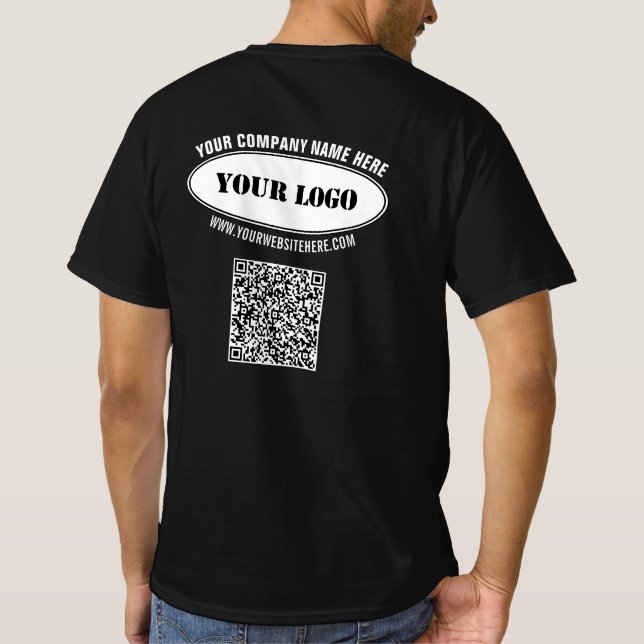 Stellen Sie Ihren Logo-Text und QR-Code-Business-T T-Shirt (Rückseite)
