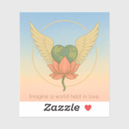 Stellen Sie sich eine Welt vor, die in Liebe gehal Aufkleber