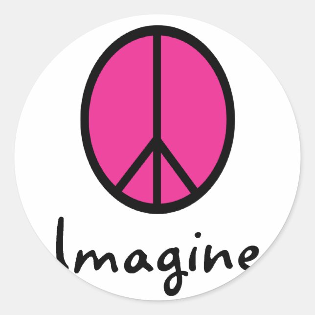 Stellen Sie sich PINK PEACE-Symbol vor Runder Aufkleber (Vorderseite)