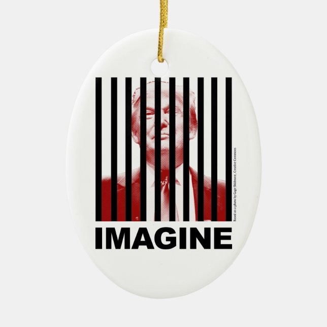 Stellen Sie sich Trump Behind Bars vor Keramik Ornament (Vorne)