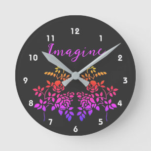 Stellen Sie sich vor, Blume der Rose Abstrakt Insp Runde Wanduhr