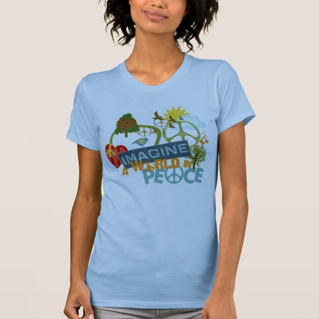 Stellen Sie sich Weltfrieden vor T-Shirt (Vorderseite)
