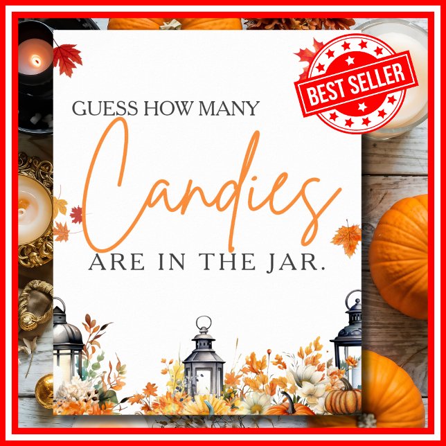 STELLEN SIE SICHER, WIE VIELE KANDIEN EIN kleines  Poster (GUESS HOW MANY CANDIES A Little Pumpkin is on the Way Fall Autumn Baby Shower Game Poster )