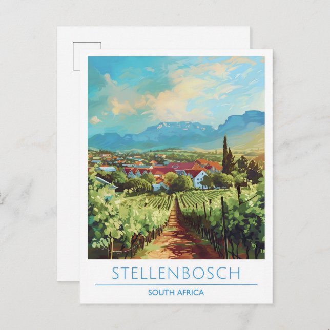 Stellenbosch Südafrika Jahrgangsreise Postkarte (Vorne/Hinten)