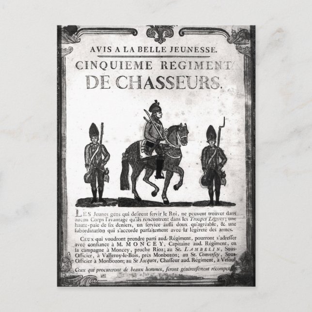 Stellenplan für das Fünfte Regiment Postkarte (Vorderseite)