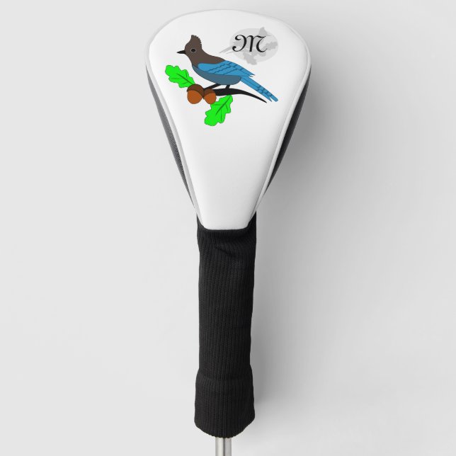Steller Blue Jay Monogram Golf Headcover (Vorderseite)