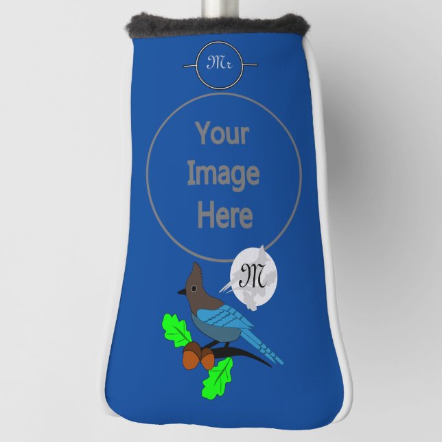Steller Blue Jay Monogram Golf Headcover (Rotieren 90)