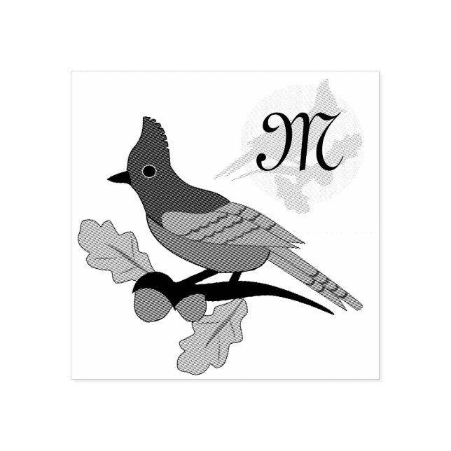 Steller Blue Jay Monogram Gummistempel (Prägung)