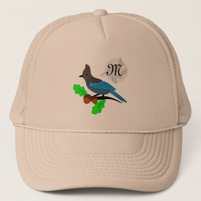 Steller Blue Jay Monogram Truckerkappe (Vorderseite)
