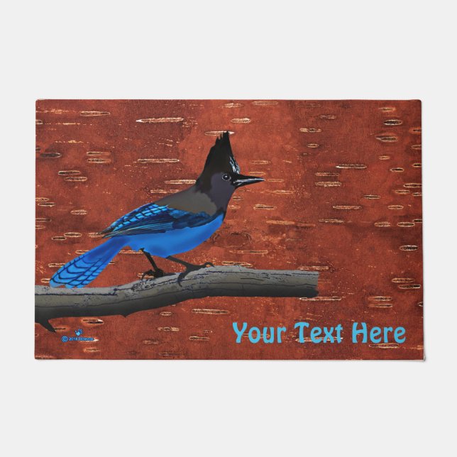 Stellers Jay auf der inneren Birkenhalde Fußmatte (Vorderseite)