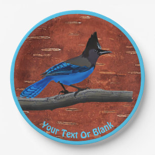 Stellers Jay auf der inneren Birkenhalde Pappteller