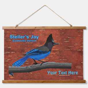 Stellers Jay auf der inneren Birkenhalde Wandteppich Mit Holzrahmen