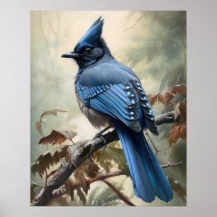 Steller's Jay Bird Art Print Poster