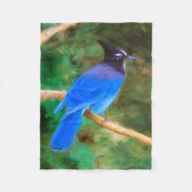 Steller's Jay Painting - Original Bird Art Fleecedecke (Vorderseite)