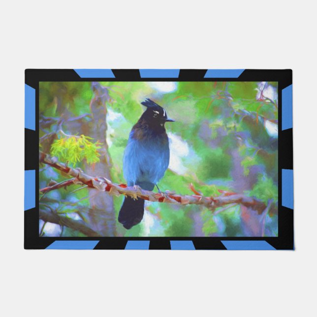 Steller's Jay Painting - Original Bird Art Fußmatte (Vorderseite)