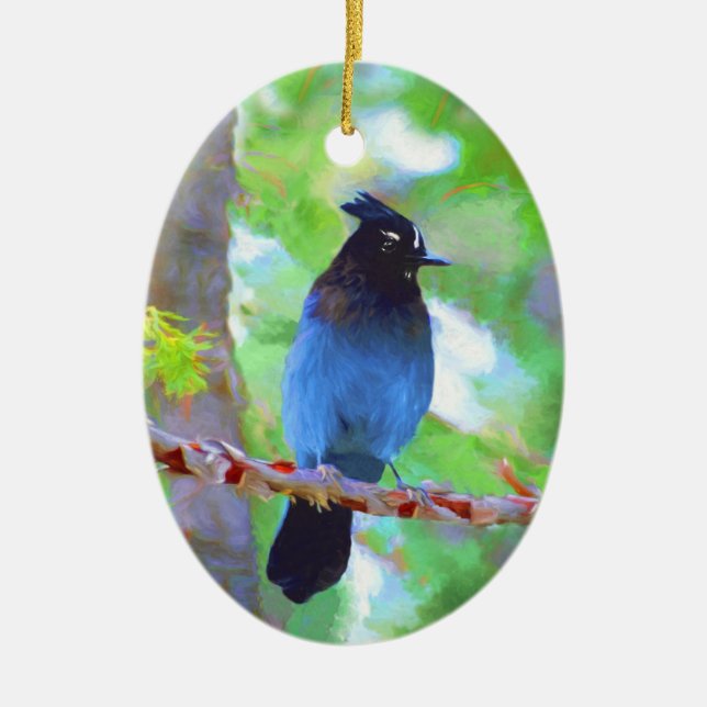 Steller's Jay Painting - Original Bird Art Keramik Ornament (Vorne)