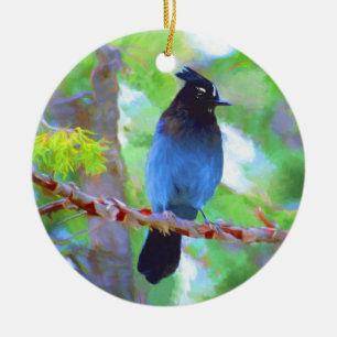 Steller's Jay Painting - Original Bird Art Keramikornament