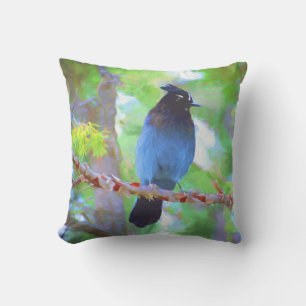 Steller's Jay Painting - Original Bird Art Kissen