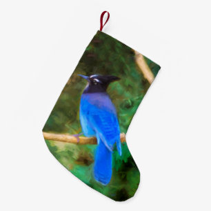 Steller's Jay Painting - Original Bird Art Kleiner Weihnachtsstrumpf