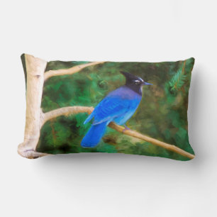 Steller's Jay Painting - Original Bird Art Lendenkissen