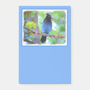 Steller's Jay Painting - Original Bird Art Post-it Klebezettel