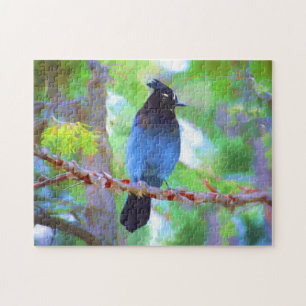 Steller's Jay Painting - Original Bird Art Puzzle
