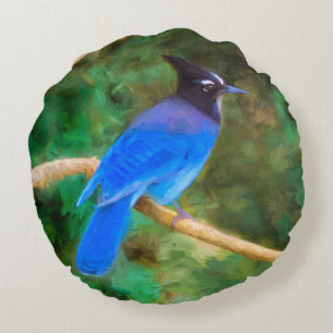 Steller's Jay Painting - Original Bird Art Rundes Kissen