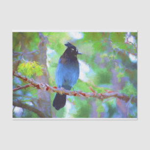 Steller's Jay Painting - Original Bird Art Seidenpapier