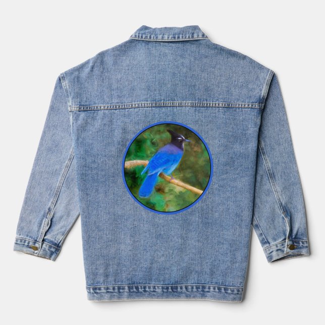 Steller's Jay Painting - Original Wild Bird Art Jeansjacke (Rückseite)