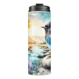 Steller's Jay Songbird Watercolor Wildlife Tumbler Thermosbecher