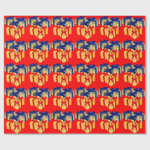 Stellt rotes Wrapping-Papier vor Geschenkpapier