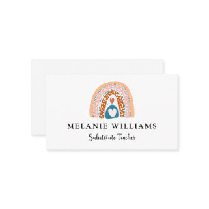 Stellvertretender Lehrer Boho Rainbow Visitenkarte