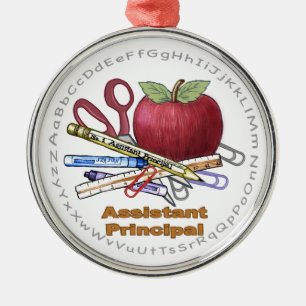 Stellvertretender Schulleiter Premium-Rundornament Silbernes Ornament