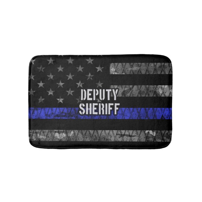 Stellvertretender Sheriff Distressed Flag Badematte (Vorderseite)