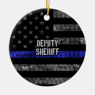 Stellvertretender Sheriff Distressed Flag Keramik Ornament
