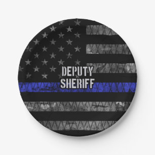 Stellvertretender Sheriff Distressed Flag Pappteller