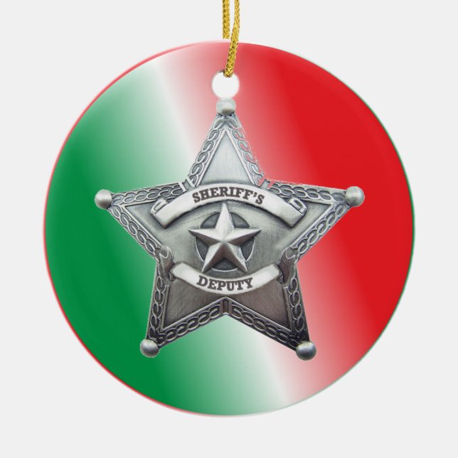Stellvertretendes Sheriffs Star-Abzeichen Keramik Ornament (Vorne)