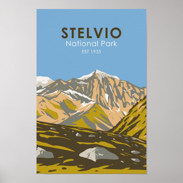 Stelvio Nationalpark Italien Mittelalpen Vintag Poster (Vorne)