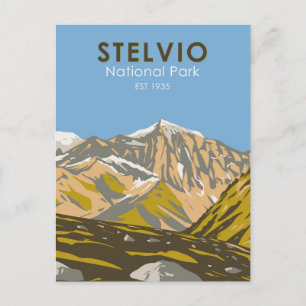 Stelvio Nationalpark Italien Mittelalpen Vintag Postkarte