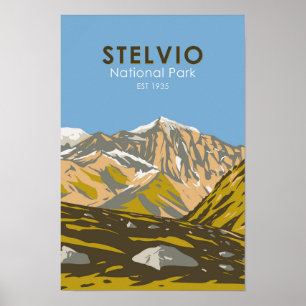 Stelvio Nationalpark Italien Zentrale Alpen Vintag Poster