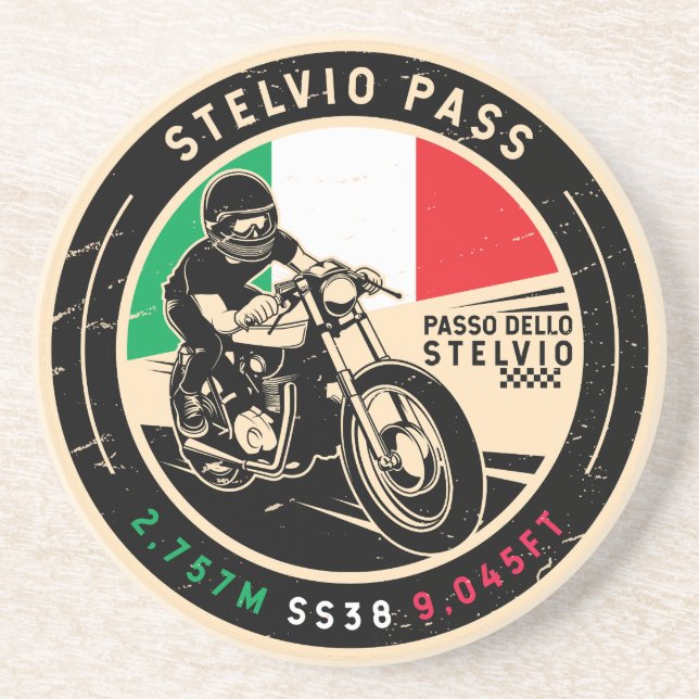 Stelvio Pass | Passo Dello Stelvio | Motorrad Getränkeuntersetzer (Vorne)