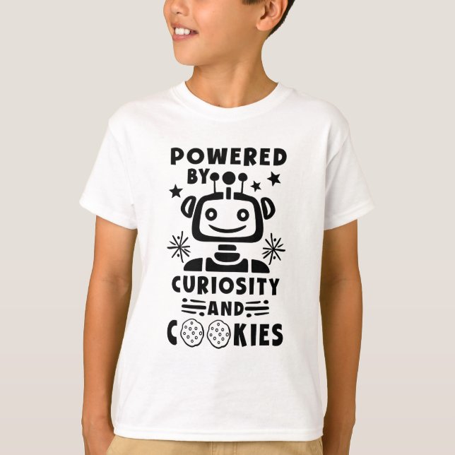 STEM Boys Girls Powered by Cookies Robot Tshirt (Vorderseite)