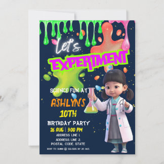 STEM-Experiment mit asiatischen Girl Scientist zum Einladung