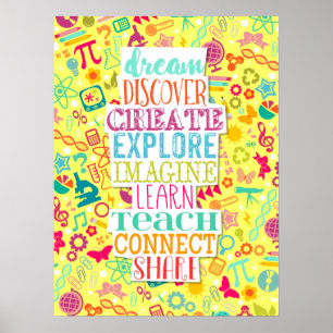 STEM Girls Rock Inspiration Gelbes Poster